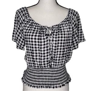 Pink Rose Black GinghamTop Size Medium